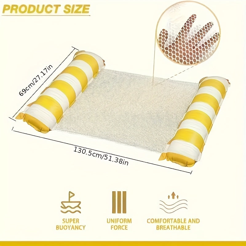 Inflatable Pool Float for Adults, 1pc, Durable PVC Double Tube Lounge with Striped Pattern, Ideal for Travel & Pool Parties, Spa Relaxation Accessory, No Charging Required
