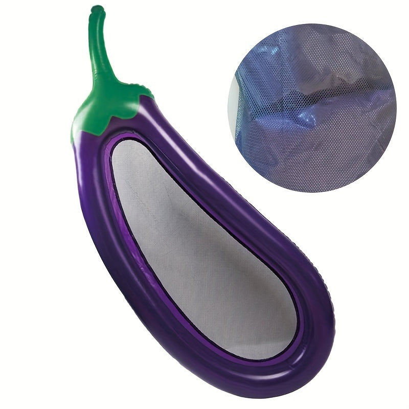 1pc Inflatable Eggplant Shaped Swimming Bed, Floating Water Lounger, Suitable For Pool Fun, Water Party