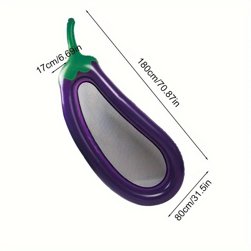 1pc Inflatable Eggplant Shaped Swimming Bed, Floating Water Lounger, Suitable For Pool Fun, Water Party