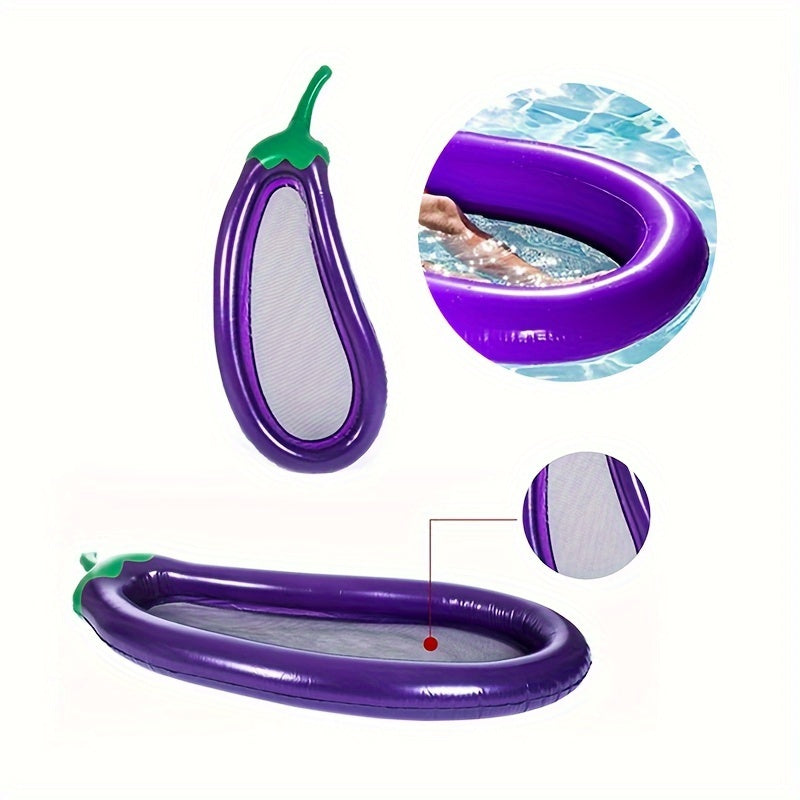 1pc Inflatable Eggplant Shaped Swimming Bed, Floating Water Lounger, Suitable For Pool Fun, Water Party