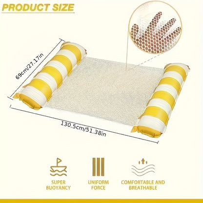 Inflatable Pool Float for Adults, 1pc, Durable PVC Double Tube Lounge with Striped Pattern, Ideal for Travel & Pool Parties, Spa Relaxation Accessory, No Charging Required