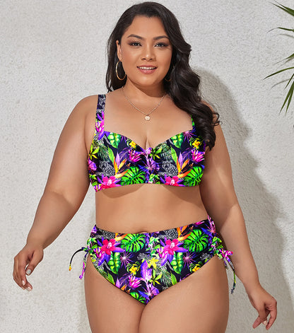 2024 New Plus Size Swimwear for Women Swimsuit Large Bathing Suits Two-piece High Waist Push Up Bikini Set Sexy Separate Stylish