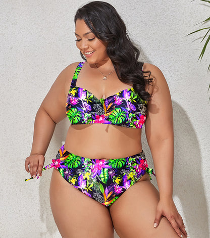 2024 New Plus Size Swimwear for Women Swimsuit Large Bathing Suits Two-piece High Waist Push Up Bikini Set Sexy Separate Stylish