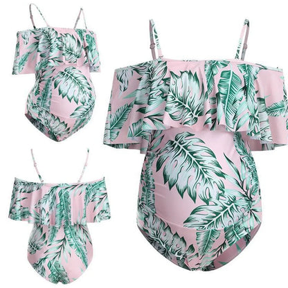 Fashion Pregnant Women Swimwear Sexy Suspender One Piece Swimsuit For Maternity Summer Maternity Clothes Printing Swiming Wear