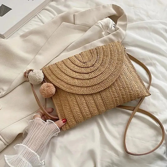 Handmade Straw Beach Shoulder Crossbody Bag
