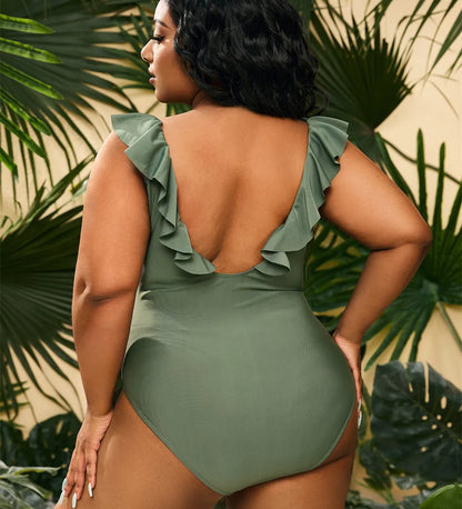 VigoJany 2025 Verge Strapped Plus Size Swimwear Women V Neck Beach One Piece Swimsuit Backless Summer Bathing Suit Beachwear