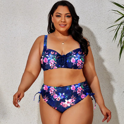 2024 New Plus Size Swimwear for Women Swimsuit Large Bathing Suits Two-piece High Waist Push Up Bikini Set Sexy Separate Stylish