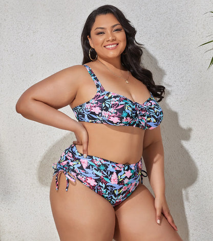 2024 New Plus Size Swimwear for Women Swimsuit Large Bathing Suits Two-piece High Waist Push Up Bikini Set Sexy Separate Stylish