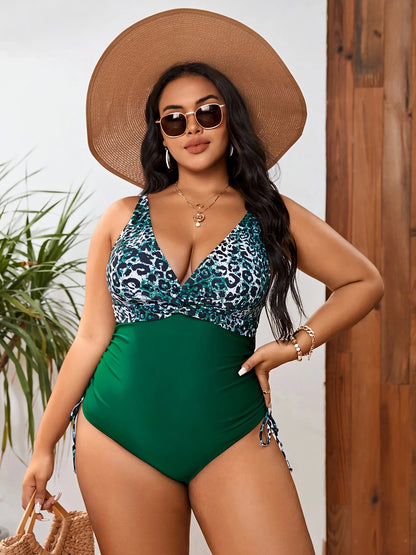 2025 Large Plus Size Print One Piece Swimsuit Women Bodysuit Swimwear Female Bathers Bathing Swimming Swim Suit Beachwear