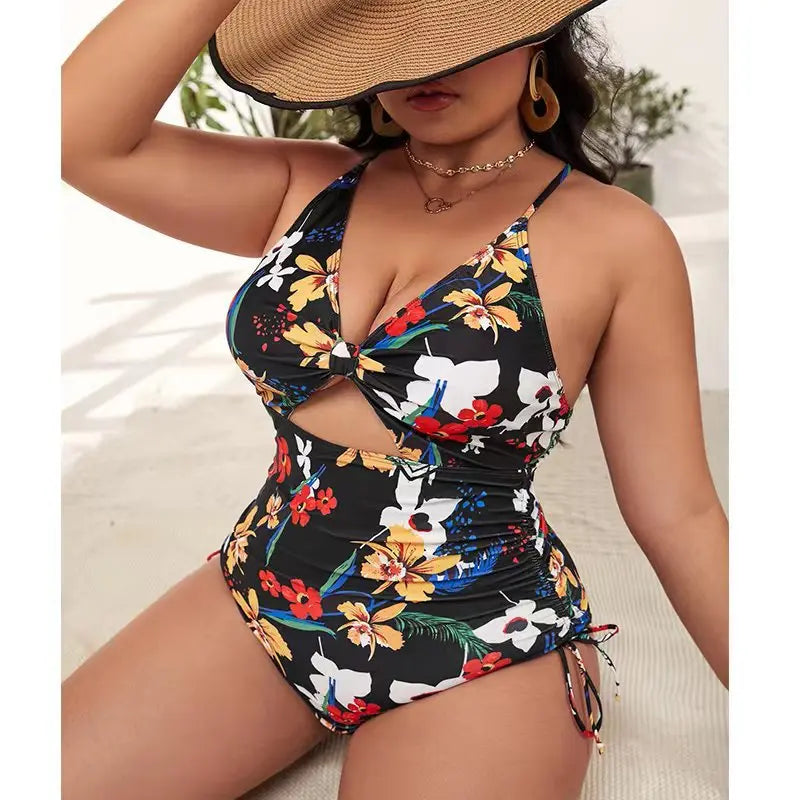 Plus Size Swimwear Women 2024 Push Up Bikini One Piece Swimsuit Print Beachwear Tankini Swimming Bathing Suit Female Large 4XL