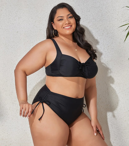 2024 New Plus Size Swimwear for Women Swimsuit Large Bathing Suits Two-piece High Waist Push Up Bikini Set Sexy Separate Stylish