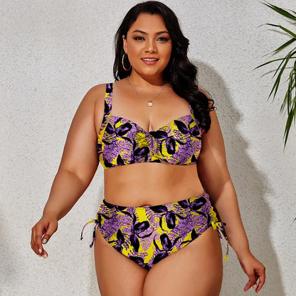 2024 New Plus Size Swimwear for Women Swimsuit Large Bathing Suits Two-piece High Waist Push Up Bikini Set Sexy Separate Stylish