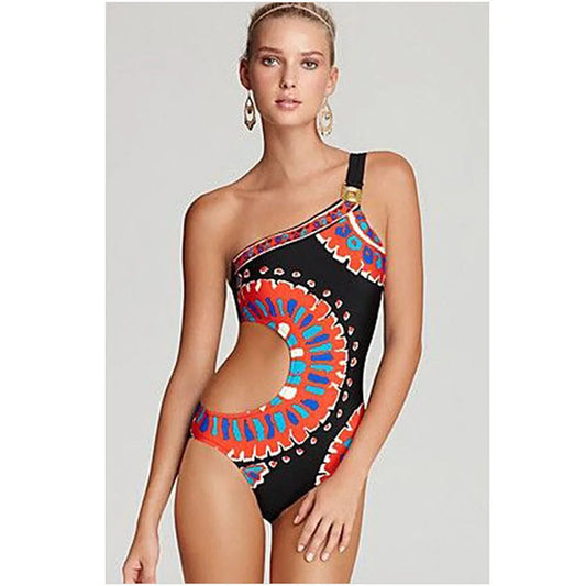 Chic Patchwork One Shoulder Brazilian Swimsuit