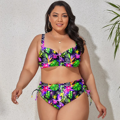 2024 New Plus Size Swimwear for Women Swimsuit Large Bathing Suits Two-piece High Waist Push Up Bikini Set Sexy Separate Stylish