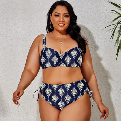 2024 New Plus Size Swimwear for Women Swimsuit Large Bathing Suits Two-piece High Waist Push Up Bikini Set Sexy Separate Stylish