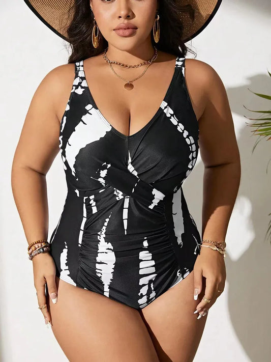 Plus Size Swimsuit Woman One-Piece Bikini Push Up 2024 High Waist Swimwear Women Bathing Suit Beach Swimming Suit Monokini