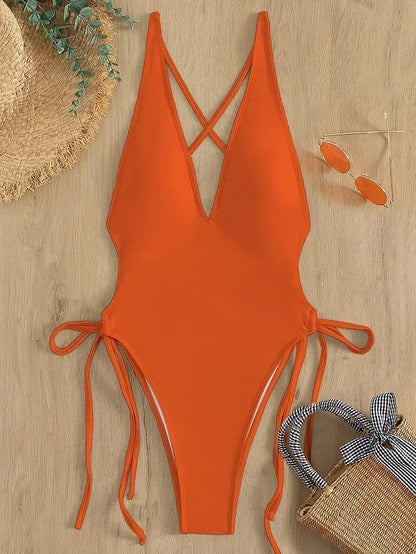 One Piece High Cut Swimwear