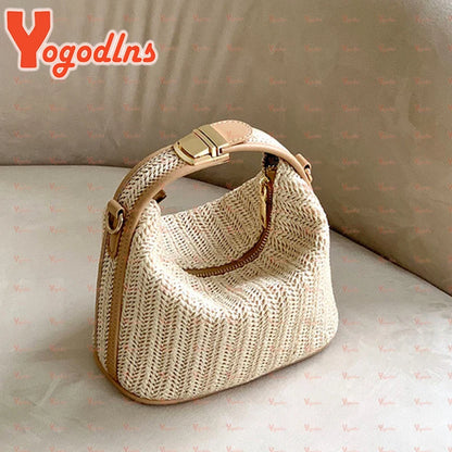 Yogodlns Summer Small Straw Handbag