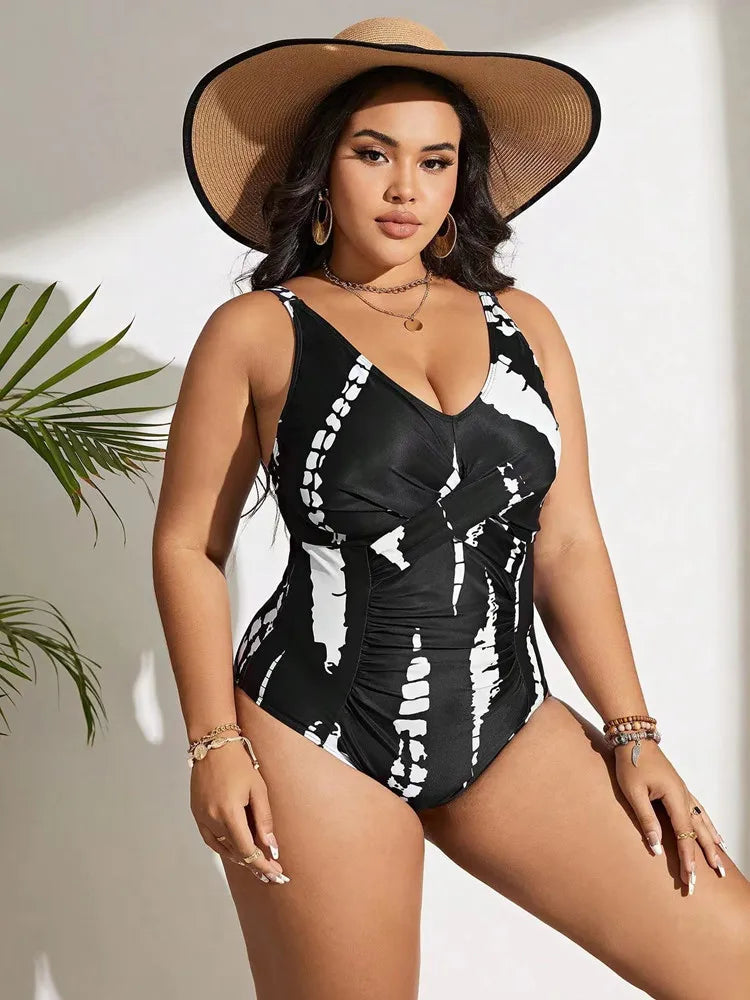 Plus Size Swimsuit Woman One-Piece Bikini Push Up 2024 High Waist Swimwear Women Bathing Suit Beach Swimming Suit Monokini