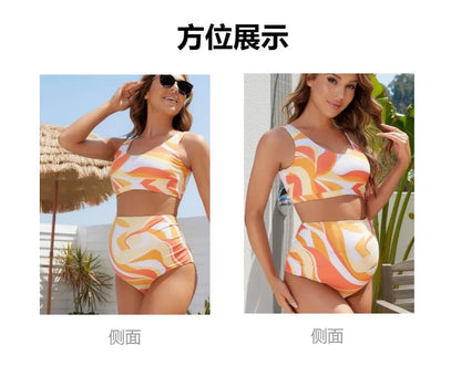 Printed Maternity Split Bikini Swimwear for Women Pregnant Women's Hot Spring Swimsuits