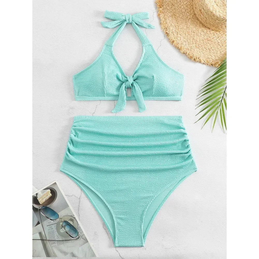 Pregnant Women's Oversized Swimsuit Solid Color Fashionable Belly Covering Swimsuit Hot Spring Vacation Tight Fitting Swimsuit