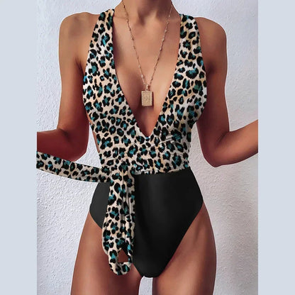 Push Up Lace Up Bandage One Piece Swimsuit