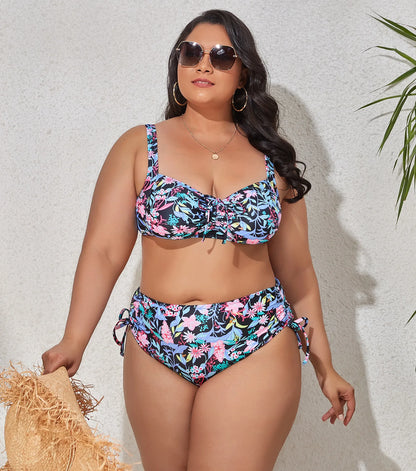 2024 New Plus Size Swimwear for Women Swimsuit Large Bathing Suits Two-piece High Waist Push Up Bikini Set Sexy Separate Stylish