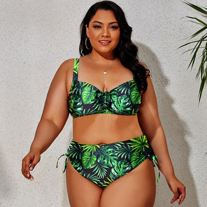 2024 New Plus Size Swimwear for Women Swimsuit Large Bathing Suits Two-piece High Waist Push Up Bikini Set Sexy Separate Stylish