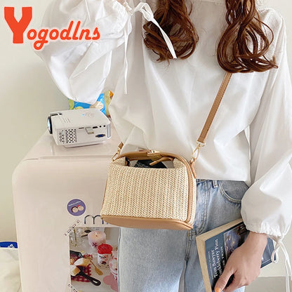 Yogodlns Summer Small Straw Handbag
