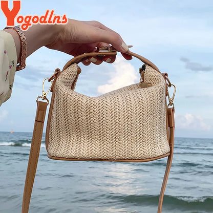 Yogodlns Summer Small Straw Handbag