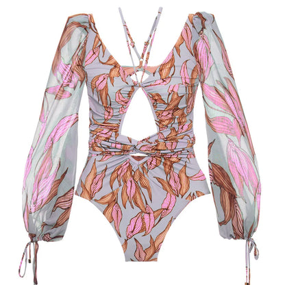 Colourful Print Long Sleeve Swimwear