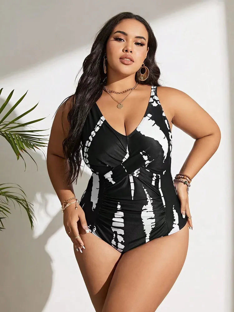 Plus Size Swimsuit Woman One-Piece Bikini Push Up 2024 High Waist Swimwear Women Bathing Suit Beach Swimming Suit Monokini