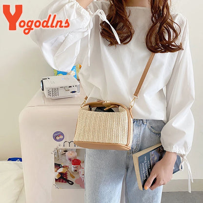 Yogodlns Summer Small Straw Handbag