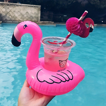 Vibrant Flamingo Inflatable Cup Holder - Durable, Portable, and Easy-to-Clean Design for Pool, Bath, and Party Decorations - Fun and Functional Accessory for Summer Entertainment