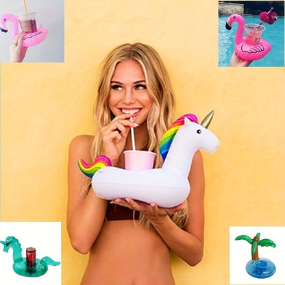 Vibrant Flamingo Inflatable Cup Holder - Durable, Portable, and Easy-to-Clean Design for Pool, Bath, and Party Decorations - Fun and Functional Accessory for Summer Entertainment