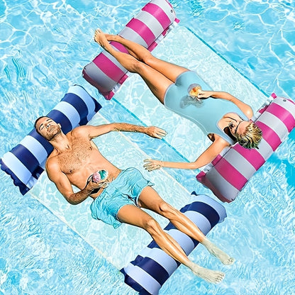 Inflatable Pool Float for Adults, 1pc, Durable PVC Double Tube Lounge with Striped Pattern, Ideal for Travel & Pool Parties, Spa Relaxation Accessory, No Charging Required