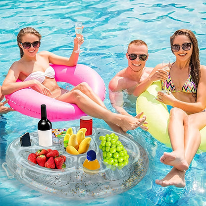 1pc PVC Inflatable Ice Bar, Pool Floating Drink Holder and Snack Tray for Pool Parties, Water Fun