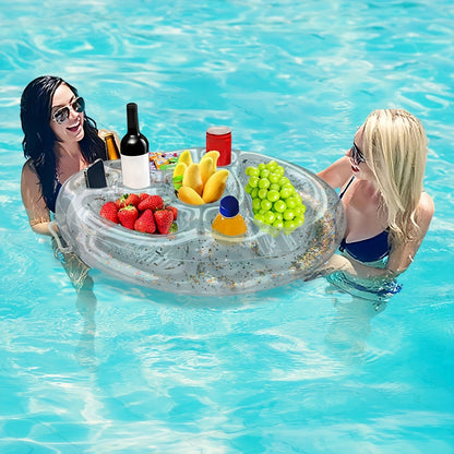 1pc PVC Inflatable Ice Bar, Pool Floating Drink Holder and Snack Tray for Pool Parties, Water Fun
